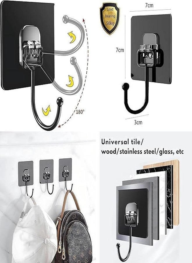 Atharved Extra Strong Self-Adhesive Big Wall Hooks | 10 Piece Black Metal Hooks | 5 kg Weight Capacity | Waterproof & No Trace | Ideal for Wall, Kitchen Utensils, Keys, Clothes | Durable & Reliabl - Image 3